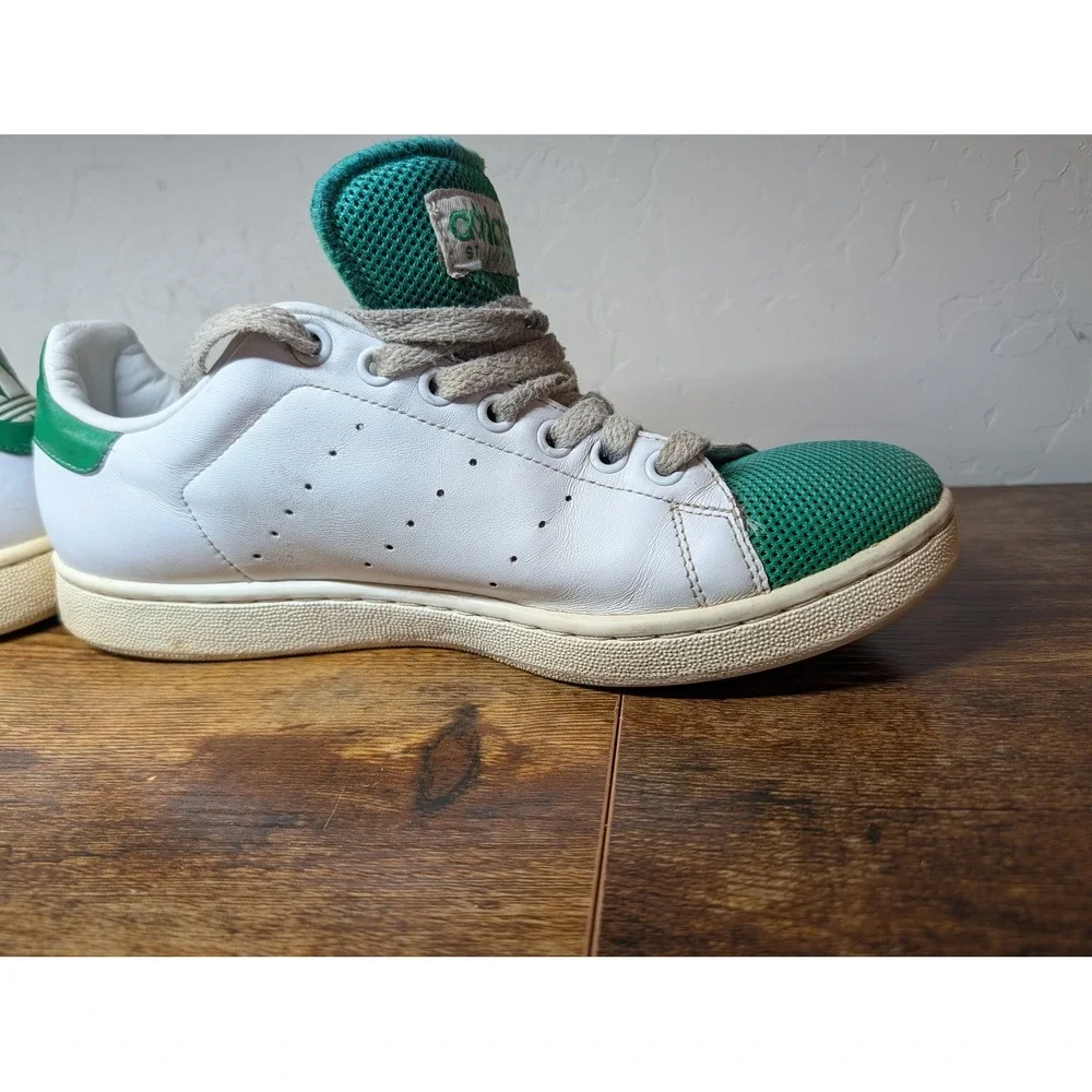 Adidas Stan Smith White Green Mesh Toe Low Top Sneakers Mens 10